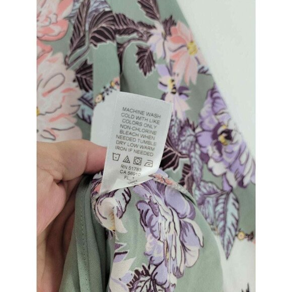 Maurice's balloon sleeve peasant Blouse Sheer Grey Floral Woman's  XS - Picture 7 of 7